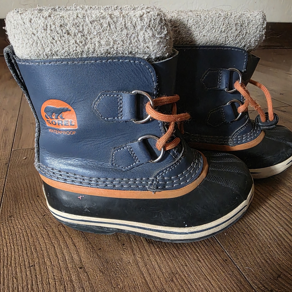 Sorel Kids Navy and Orange Snow Boots